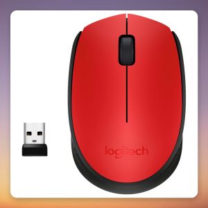Logitech M171 Wireless Mouse, Red, 2.4 GHz USB Receiver, Ambidextrous