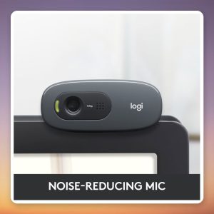 Logitech C270 HD Webcam 720p with Built-in Microphone, Black, USB
