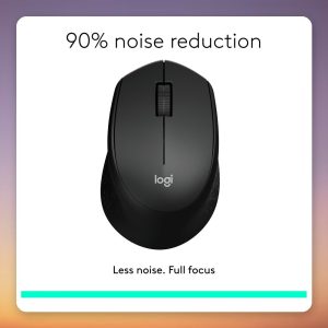 Logitech M330 Silent Plus Wireless Mouse, Black, 2.4 GHz USB Receiver