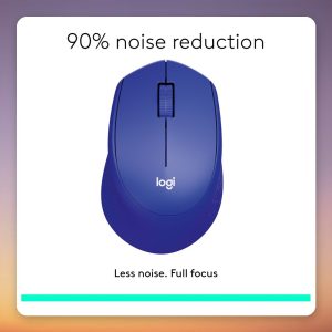 Logitech M330 Silent Plus Wireless Mouse, Blue, 1000 DPI, 2.4 GHz