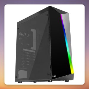 Aerocool Shard ATX Mid-Tower Case, Black, RGB Front, Acrylic Side Panel