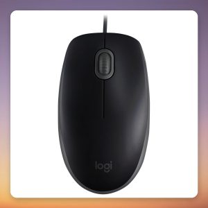 Logitech B110 Silent 1000 DPI Wired Optical Mouse, Black, USB