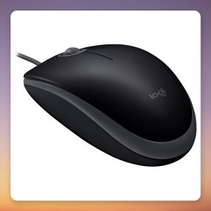 Logitech B110 Silent 1000 DPI Wired Optical Mouse, Black, USB