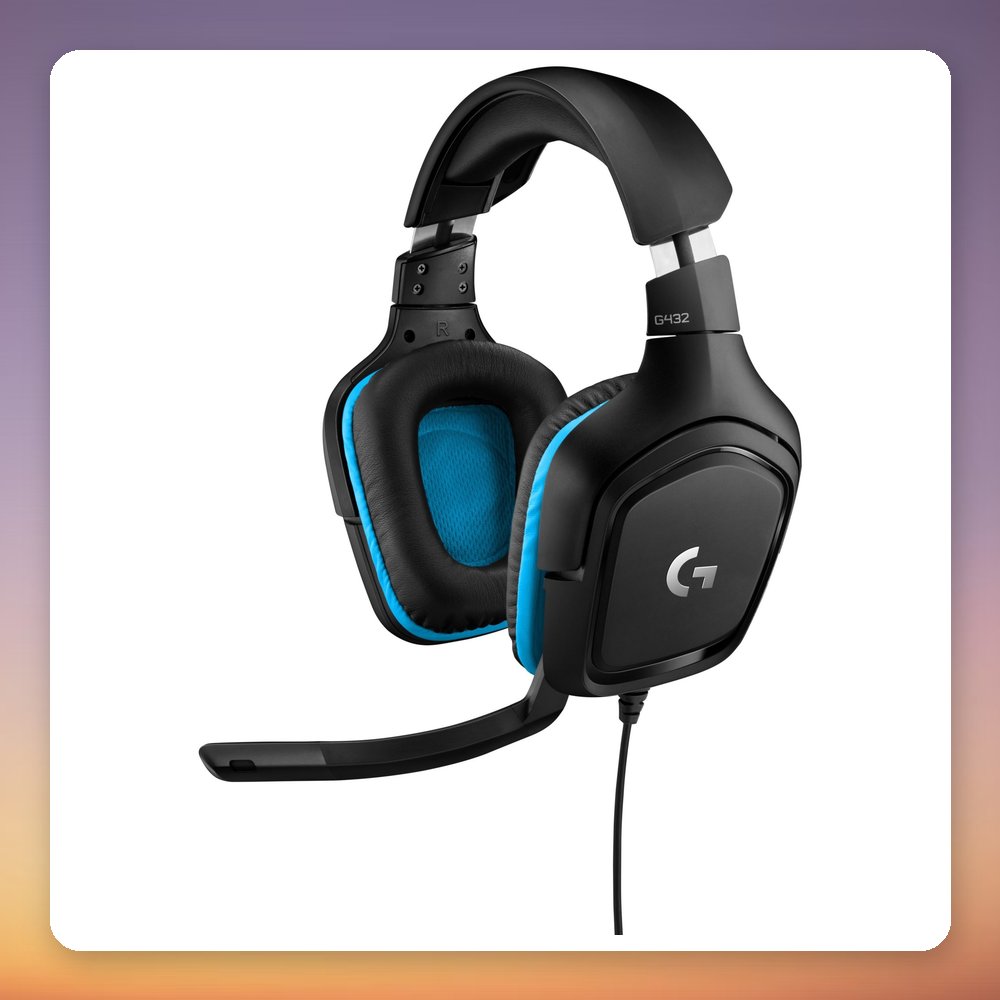Logitech G432 Wired Gaming Headset, 7.1 Surround, 50 mm Drivers, Black/Blue