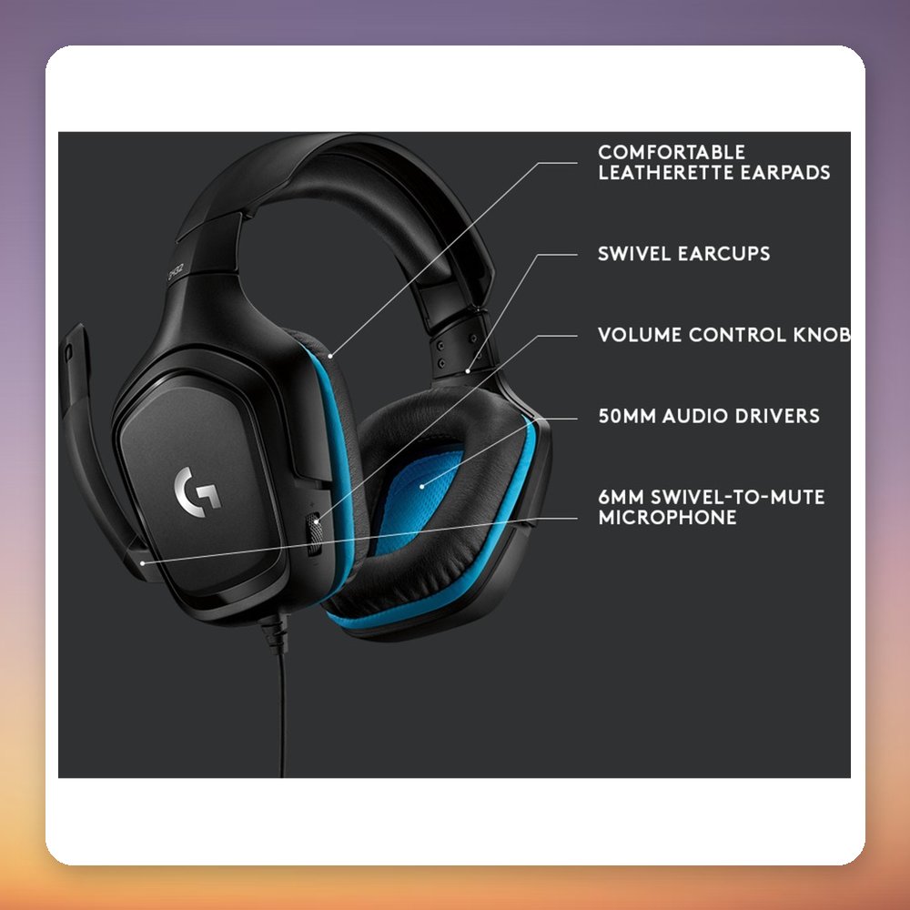 Logitech G432 Wired Gaming Headset, 7.1 Surround, 50 mm Drivers, Black/Blue – image 6