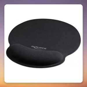 DeLOCK Ergonomic Mouse Pad with Gel Wrist Rest, Black, Fabric