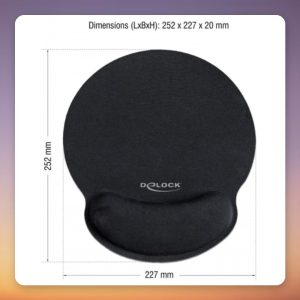 DeLOCK Ergonomic Mouse Pad with Gel Wrist Rest, Black, Fabric