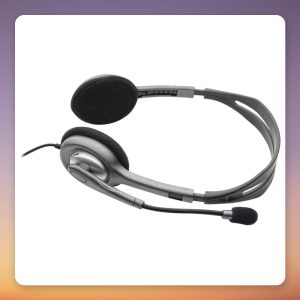 Logitech H110 Wired Stereo On-Ear Headset with Microphone, Silver/Grey