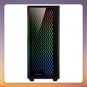 Sharkoon RGB LIT 200 ATX Midi Tower Case, Black, Tempered Glass Front and Side Panel