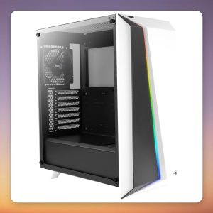 Aerocool Cylon Pro Mid-Tower ATX Case, White/Black, Tempered Glass, RGB