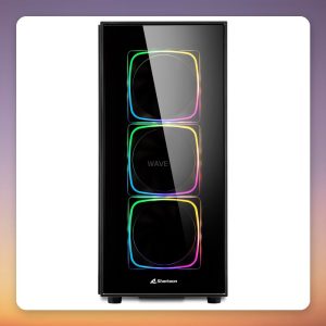 Sharkoon TG6 RGB ATX Mid-Tower Case, Black, Tempered Glass Front and Side, 4x ARGB Fans