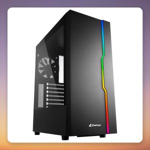 Sharkoon RGB Slider ATX Mid-Tower Case, Black, Tempered Glass, ARGB