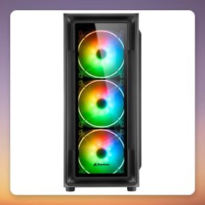 Sharkoon TK4 RGB ATX Mid Tower Case, Black, Tempered Glass, 4x ARGB Fans
