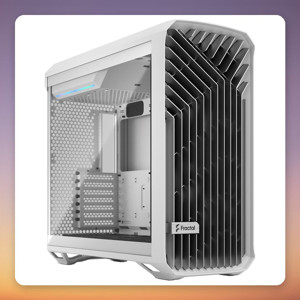 Fractal Design Torrent White TG Clear Tint E-ATX Midi-Tower Case, 5 Fans Included