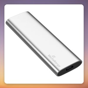 MediaRange MR1100 120 GB External SSD, USB-C 3.2 Gen 2, Silver