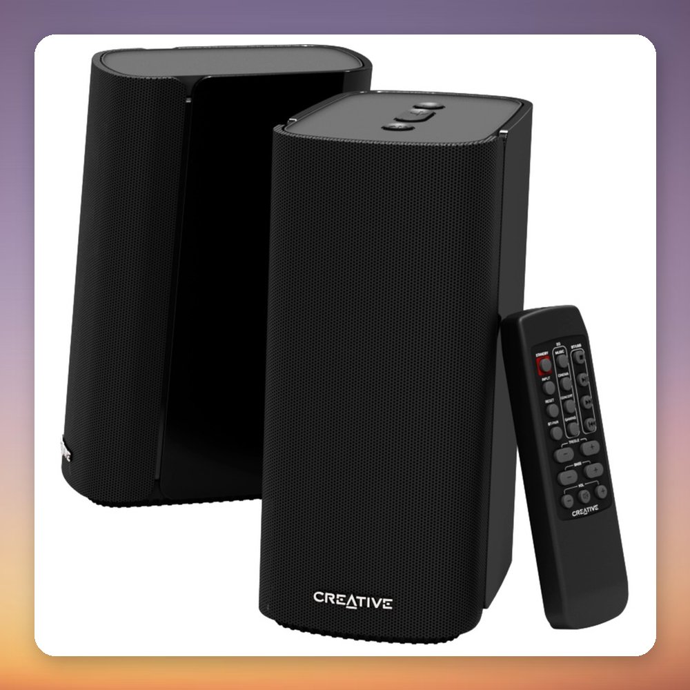 Creative Labs T100 2.0 PC Speakers, 40W RMS, Bluetooth 5.0, Optical, AUX, USB, Black