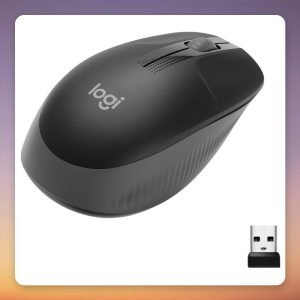 Logitech M190 Wireless Mouse, 1000 DPI, 2.4 GHz USB Receiver, Black/Charcoal