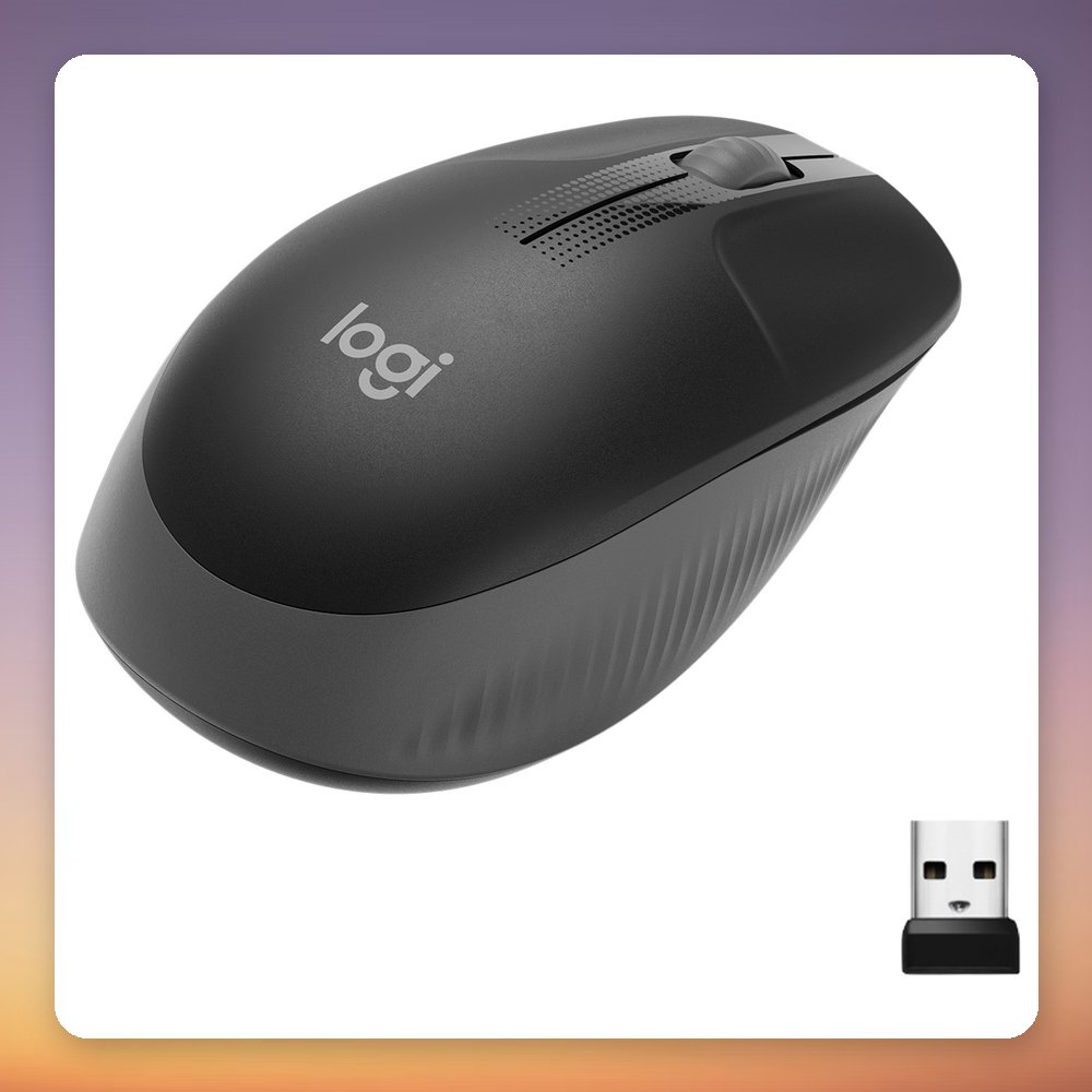 Logitech M190 Wireless Mouse, 1000 DPI, 2.4 GHz USB Receiver, Black/Charcoal