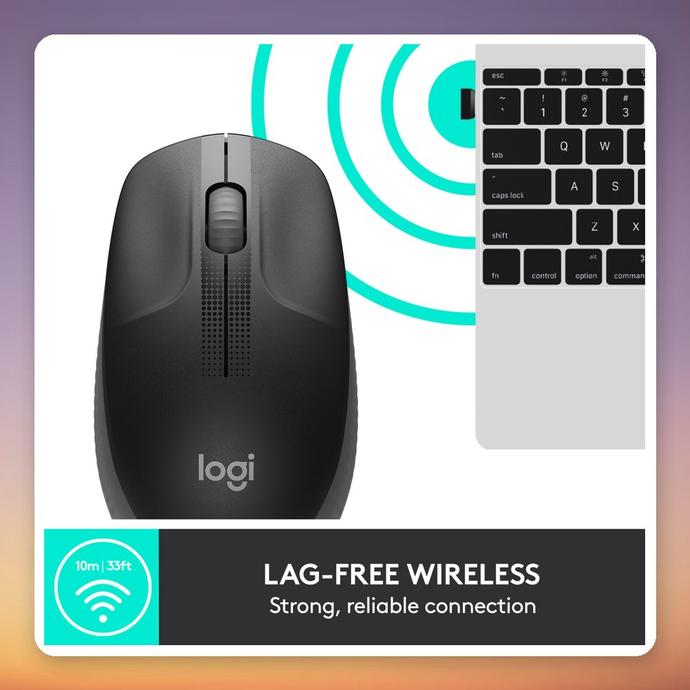 Logitech M190 Wireless Mouse, 1000 DPI, 2.4 GHz USB Receiver, Black/Charcoal – image 3