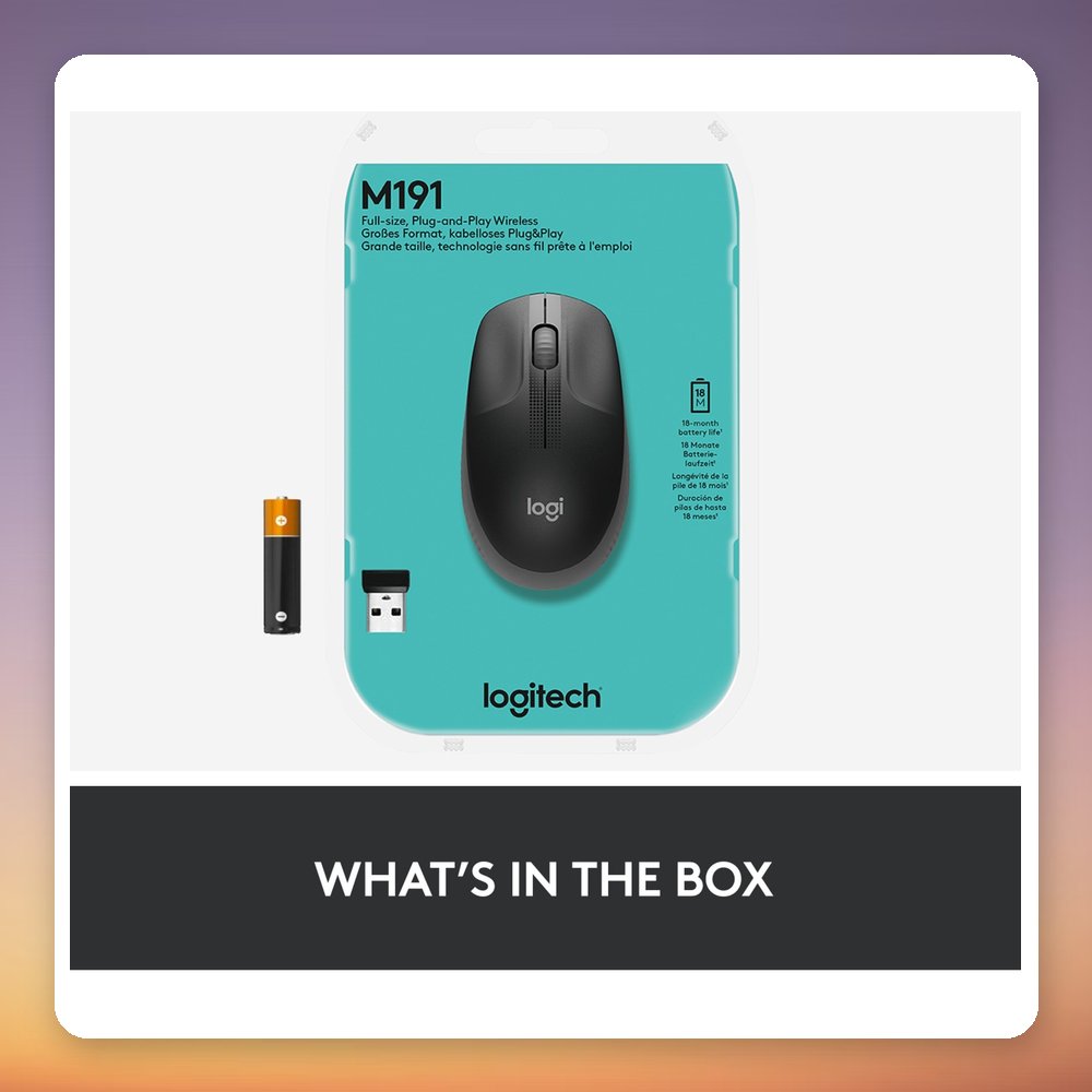 Logitech M190 Wireless Mouse, 1000 DPI, 2.4 GHz USB Receiver, Black/Charcoal – image 5