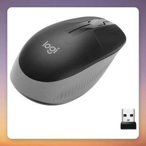 Logitech M190 Wireless Mouse, 1000 DPI, 2.4 GHz USB Receiver, Black/Grey
