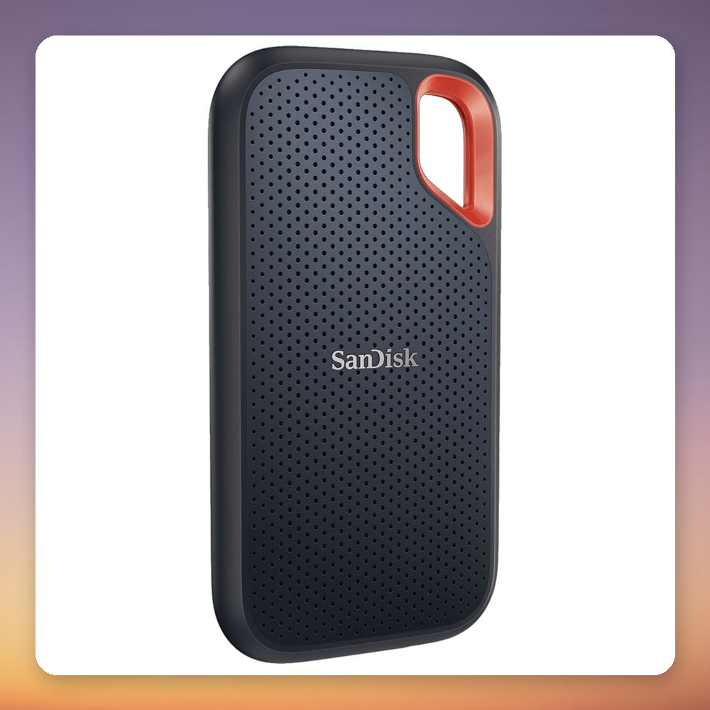SanDisk Extreme Portable SSD V2 2 TB External SSD, USB-C 3.2 Gen 2, Black/Orange