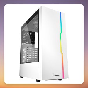Sharkoon RGB Slider White ATX Mid Tower Case, Tempered Glass, ARGB, White