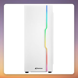 Sharkoon RGB Slider White ATX Mid Tower Case, Tempered Glass, ARGB, White