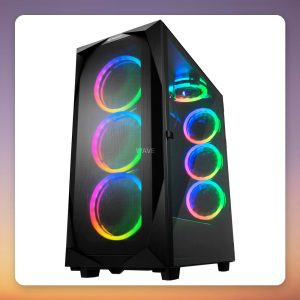 Sharkoon REV300 E-ATX Midi-Tower Case, Black, Tempered Glass, 7x ARGB Fans
