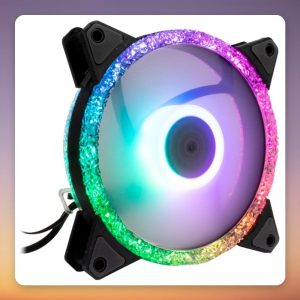 Inter-Tech Argus RS-07 RGB 120 mm PWM Case Fan 3-Pack with Remote, Black