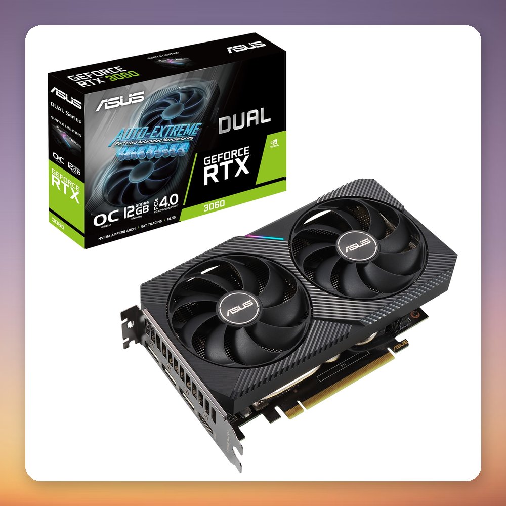 Asus Dual GeForce RTX 3060 OC V2 LHR 12 GB GDDR6 Graphics Card, 2-Slot, 200 mm