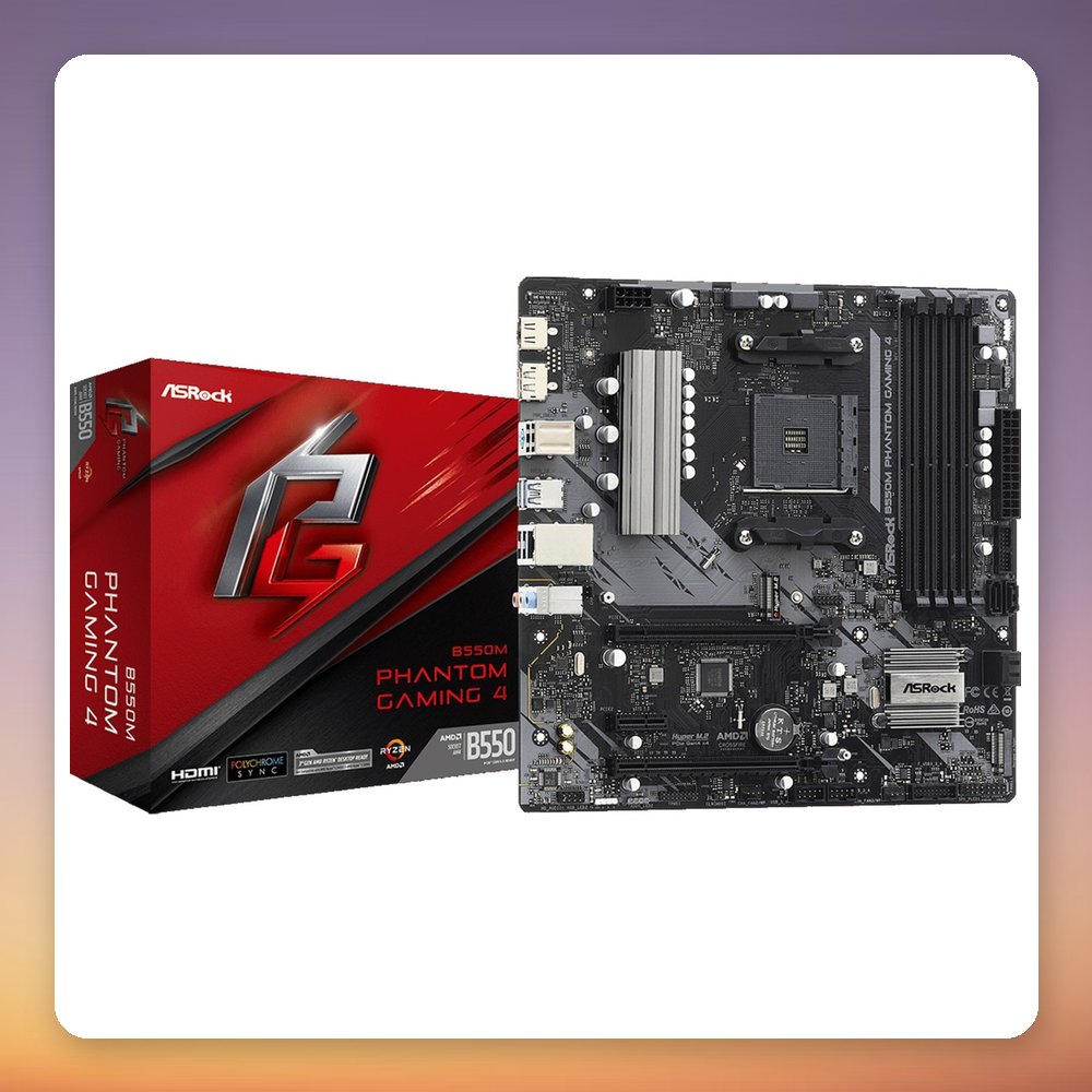 ASRock B550M Phantom Gaming 4 AM4 Micro-ATX Motherboard, AMD B550, DDR4