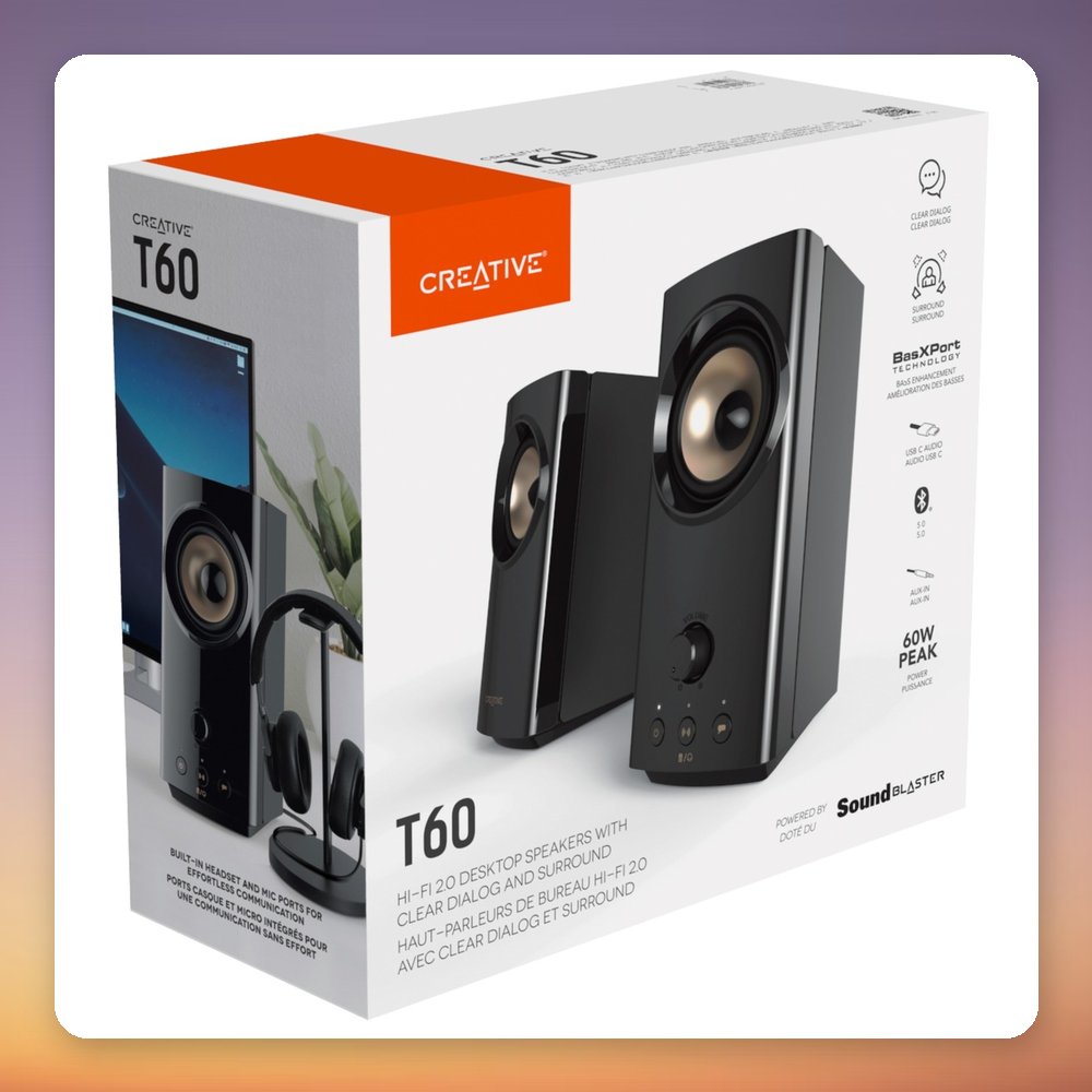 Creative T60 2.0 Bluetooth 5.0 PC Speakers, 30 W RMS, Black – image 6