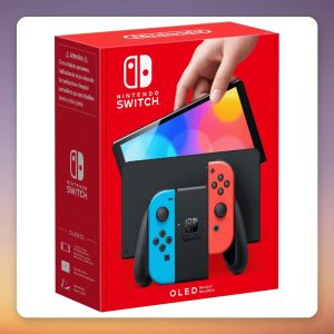 Nintendo Switch OLED Model 64 GB Handheld Console, Neon Red/Neon Blue