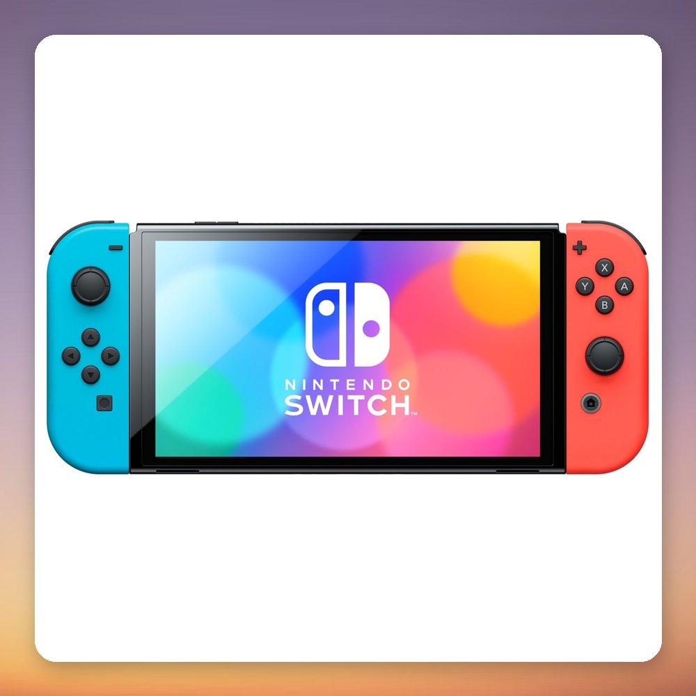 Nintendo Switch OLED Model 64 GB Handheld Console, Neon Red/Neon Blue – image 2