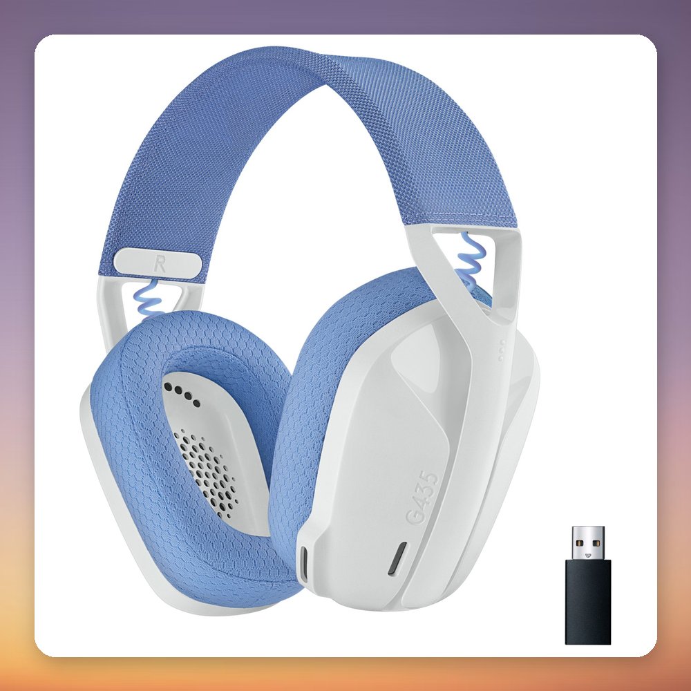 Logitech G435 LIGHTSPEED Wireless Gaming Headset, White, USB-C, Bluetooth