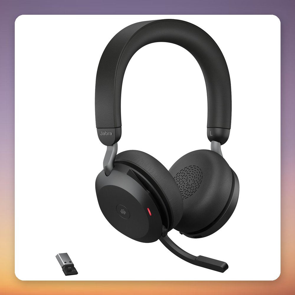 Jabra Evolve2 75 Wireless ANC Headset, Black, USB-A Link380a, MS Teams