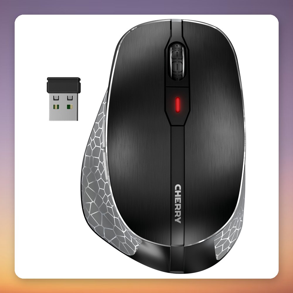 Cherry MW 8C ERGO Wireless Ergonomic Mouse, 3200 DPI, Bluetooth + 2.4 GHz, Black