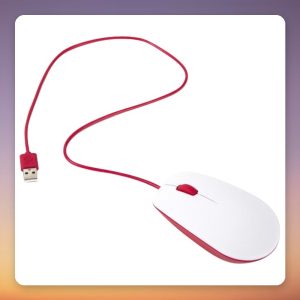 Raspberry Pi Official Mouse, Wired USB Optical, White/Red