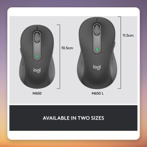 Logitech Signature M650 L Wireless Mouse, Graphite, Right-Handed, Bluetooth/Logi Bolt