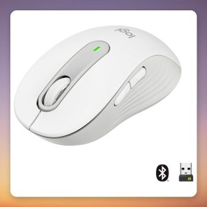 Logitech Signature M650 Wireless Mouse, White, Size M, Bluetooth and Logi Bolt