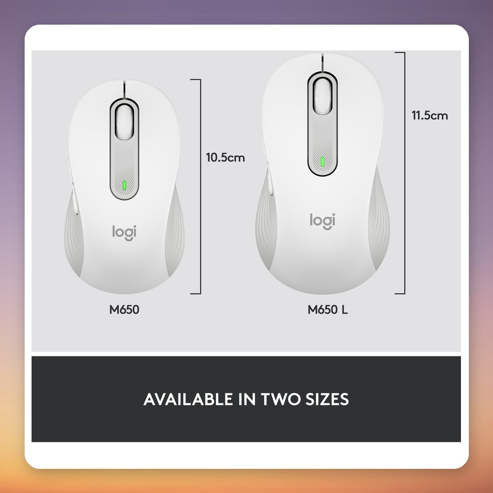 Logitech Signature M650 Wireless Mouse, White, Size M, Bluetooth and Logi Bolt – image 4