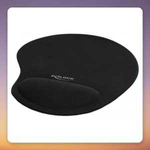 DeLOCK Ergonomic Mouse Pad with Gel Wrist Rest, Black, Fabric