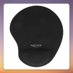 DeLOCK Ergonomic Mouse Pad with Gel Wrist Rest, Black, Fabric
