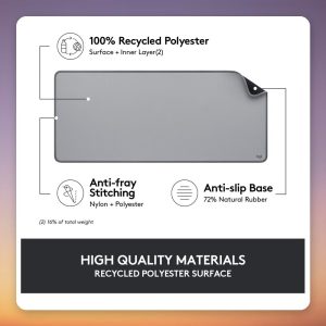 Logitech Desk Mat Studio XXL Mouse Pad, Grey, 700 x 300 mm