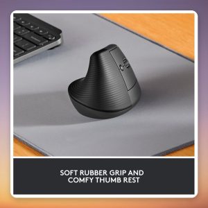 Logitech Lift Vertical Ergonomic Wireless Mouse, Graphite, Right-Handed, Logi Bolt/Bluetooth