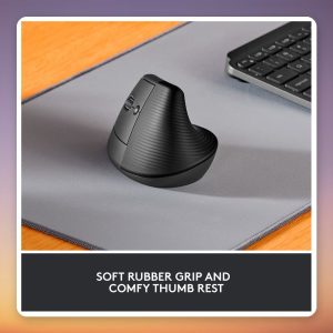Logitech Lift Left-Handed Vertical Ergonomic Wireless Mouse, Graphite, Logi Bolt/Bluetooth