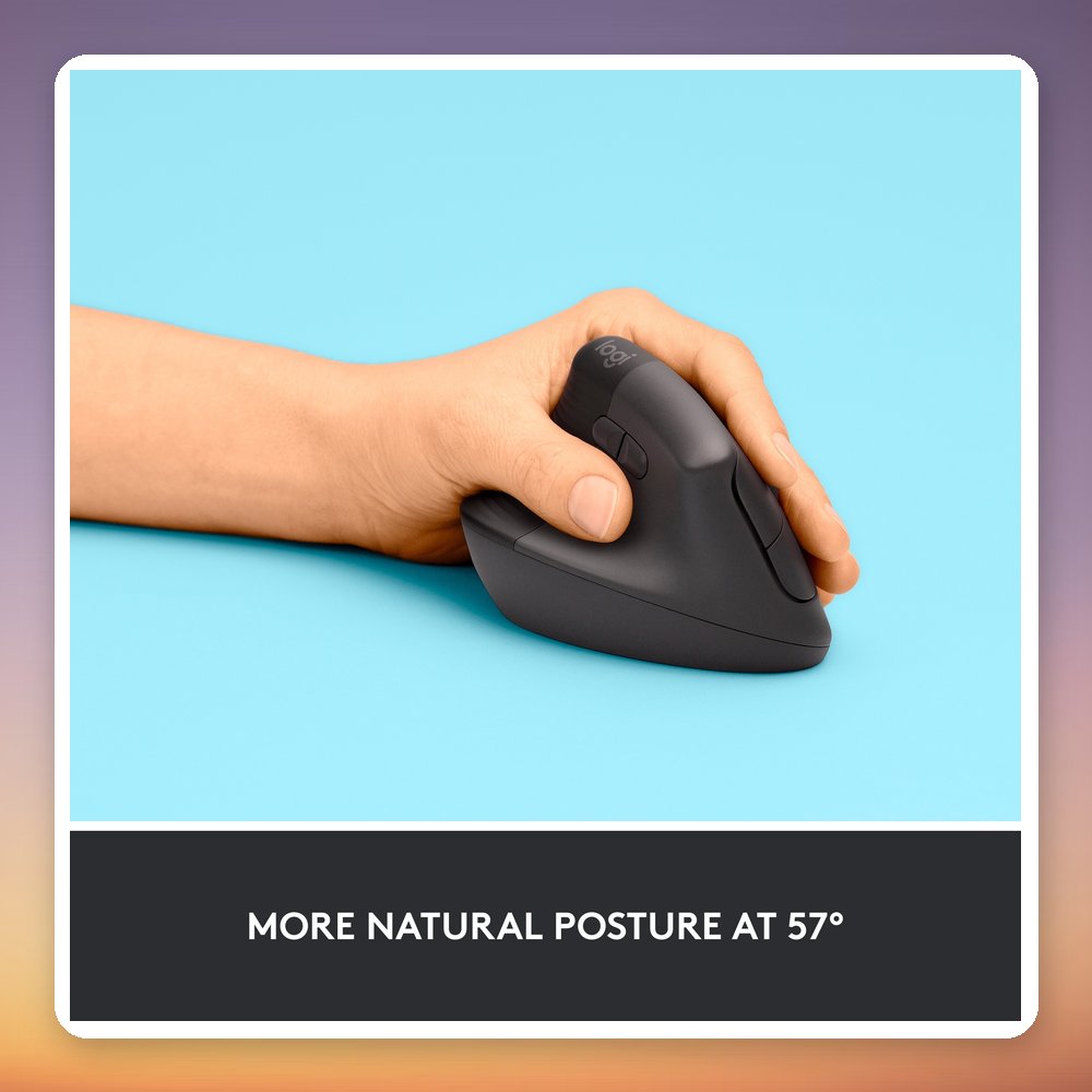 Logitech Lift Left-Handed Vertical Ergonomic Wireless Mouse, Graphite, Logi Bolt/Bluetooth – image 3