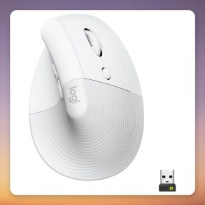 Logitech Lift Vertical Ergonomic Wireless Mouse, White/Light Grey, Logi Bolt & Bluetooth