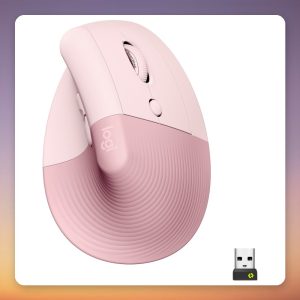 Logitech Lift Vertical Ergonomic Wireless Mouse, Rose, Logi Bolt/Bluetooth, 4000 dpi